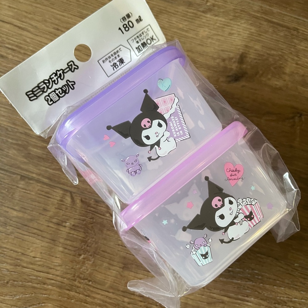 KUROMI-Imported, VERY Rare, NWT 2 Plastic Square Bowl with Lid SET